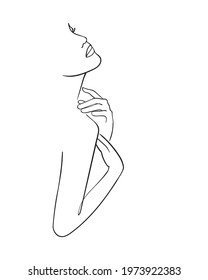 One line drawing woman.  Modern minimalism art. - Vector illustration