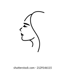 One line drawing woman. Modern minimalism art. - Vector Woman face logo design