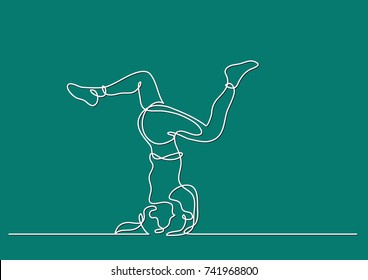 one line drawing of woman standing in yoga pose