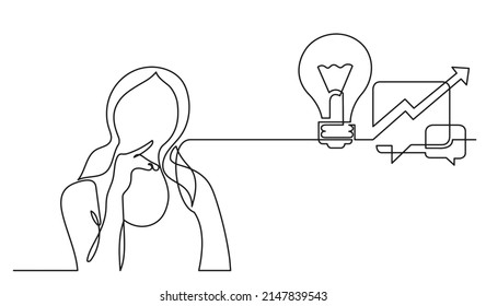 One Line Drawing Woman Thinking Solving Stock Vector (Royalty Free ...