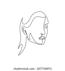 One line drawing of a woman's face. Continuous one line style. Hand drawn vector illustration.  