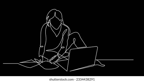 one line drawing of working from home