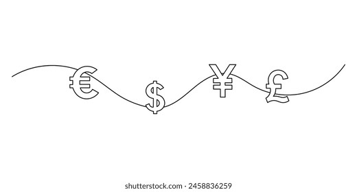 one line drawing of world currency. Country currency concept continuous line draw graphic design vector illustration