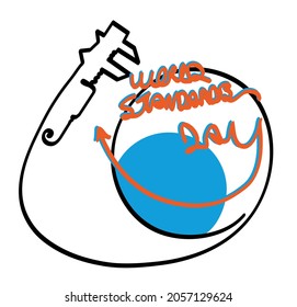 One line drawing of world standard day concept.
One continuous line drawing of world standards day concept.