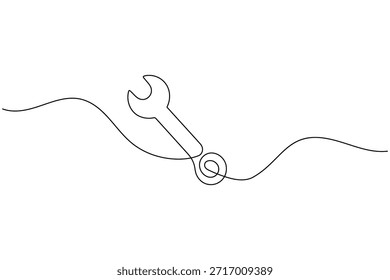 Dibujo de una línea de una herramienta de llave Icono de mantenimiento y reparación