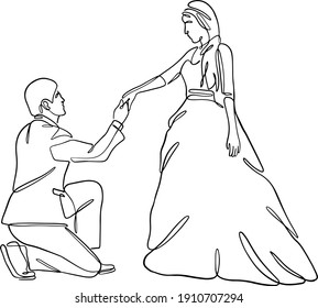 One Line Drawing Young Happy Couple Stock Vector (Royalty Free ...