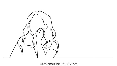 one line drawing young woman dreaming thinking solving problems finding solutions