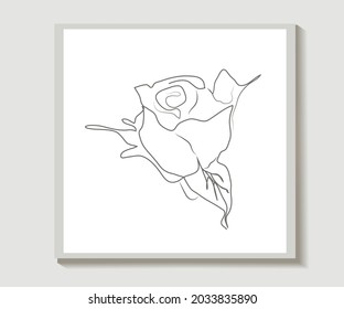 One line of a drawn of aabstract  rose is a modern one line art, an aesthetic contour. for home decor, posters, wall drawings, bag, sticker, mobile phone case, print. vector art illustration