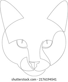 One line drawn cat. Cat head sign on a white background. Illustration for banner, web, design element, template, postcard.