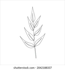 One line drawn eucalyptus branch. Rodlike. Floral sketch. Vector illustration in minimal style.