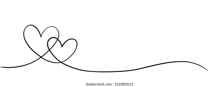 One line drawn hearts. Valentine's day vector illustration. Modern single line art.