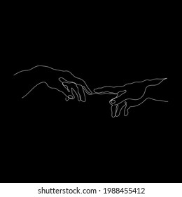 One line drawn holding hands, Holding hands one line drawing on white isolated background. continuous line drawing 