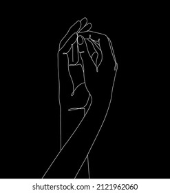 One line drawn holding hands. Valentine's day vector illustration. Modern single line art.