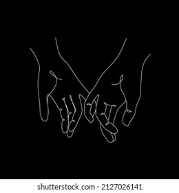 One line drawn holding hands. Valentine's day vector illustration. Modern single line art.