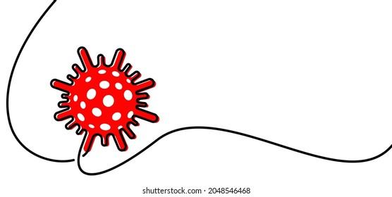 Una línea dibuja el signo del virus de la corona roja. Ilustración vectorial.