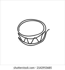 One line drum instrument design - Hand drawn minimalistic style vector illustration