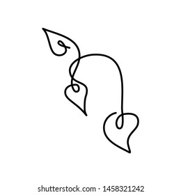 One line dry leaf design. Hand drawn minimalism style vector illustration.