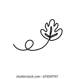 One line dry leaf design. Hand drawn minimalism style vector illustration.