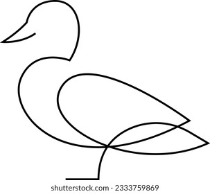 One line duck design silhouette. Hand drawn minimalism style vector illustration.