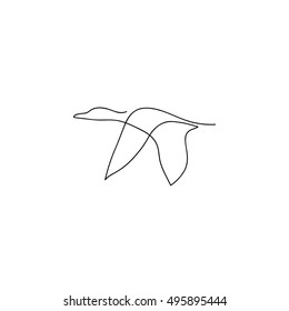 One line duck design silhouette.Hand drawn minimalism style vector illustration