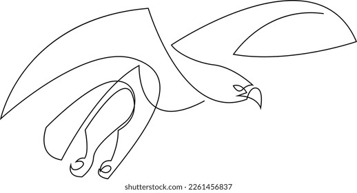 Silueta de diseño de águila de una línea. Ilustración vectorial de estilo minimalismo dibujado a mano.
