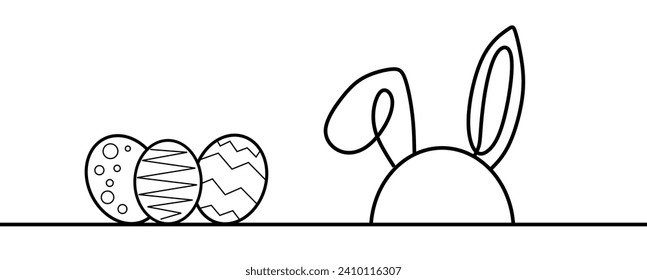 One line Easter bunny and eggs.