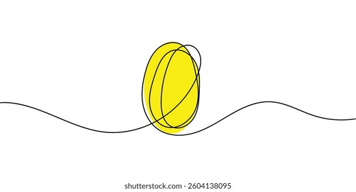 One line easter eggs drawing. Abstract decorative horizontal divider with easter color eggs. Beautiful hand drawn easter eggs. Happy easter text. Border design element in eps 10.