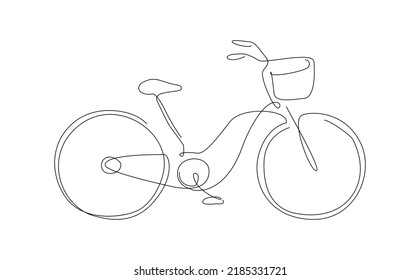 One line e-bike vector. outline cycle. Bicycle continuous line. line art sport 