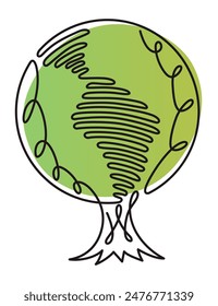 One line eco world. Single one line drawing of hands hold round earth. Globe icon silhouette for world protect concept. Climate concept art. Design vector graphic illustration