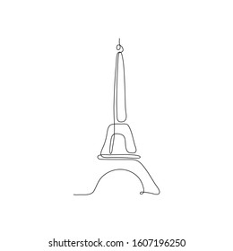 One line Eiffel Tower design silhouette. Hand drawn minimalism style vector illustration.