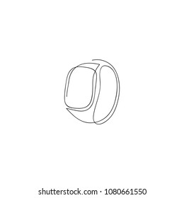 One line electronic smart watch. Hand drawn vector illustration.