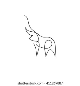 One line elephant design silhouette. Hand drawn minimalism style vector illustration
