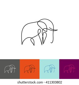 One line elephant design silhouette. Hand drawn minimalism style vector illustration