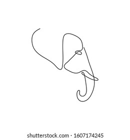 One line elephant head design silhouette. Hand drawn minimalism style vector illustration.