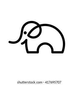 One line elephant icon