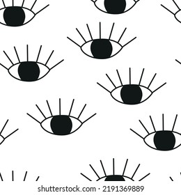 Dibujo ocular de una línea, patrón blanco y negro sin fisuras, fondo simple de garabato