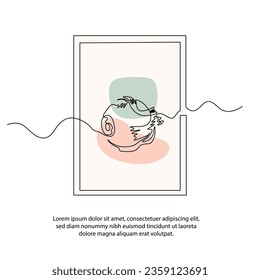 Eine Linie Auge System Anatomie Poster Zeichnung mit Rahmen. Abstrakte minimale kontinuierliche Wanddekoration.