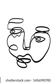One line face drawing. Modern art. 
