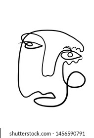 One line face drawing. Modern art. 