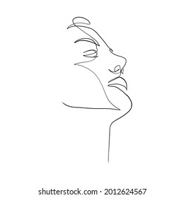 One line face hand drawn in minimalistic style. Beauty and simple. 