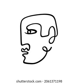 One line face minimalist art. Modern drawing head, good for beauty salon logo or label.