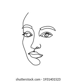 One Line Face Minimalist Continuous Linear Stock Vector (Royalty Free ...