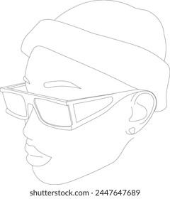 Una cara de línea. Esbozo lineal continuo minimalista cara de mujer. Retrato femenino blanco negro ilustración de arte contorno de Vector dibujado a mano. 