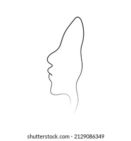 one line face woman drawn on white background isolated vector illustration

