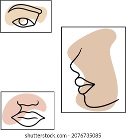 Una línea se enfrenta. Moderna línea abstracta de líneas minimalistas mujeres caras para la decoración de paredes, postales, diseño de portada de folletos. Ilustraciones vectoriales dibujadas a mano. 