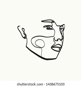 one line female model profile portrait. aesthetic beauty simple design