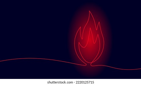 One line fire continuous art. Social media burn news symbol reaction. Emotion emoji web message. Flammable campfire danger sign vector illustration