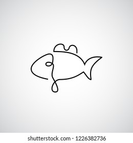 One line fish design silhouette