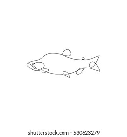 One line fish design silhouette. Logo design. Hand drawn minimalism style vector illustration.