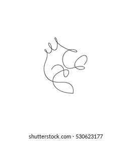 One line fish design silhouette.Logo design. Hand drawn minimalism style vector illustration.
